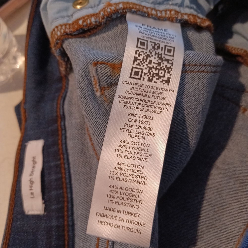 Frame Le High Straight Leg Jeans in Calvin Size 28 - Picture 6 of 7